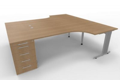 Doppelarbeitsplatz N25 mit Standcontainern Eiche