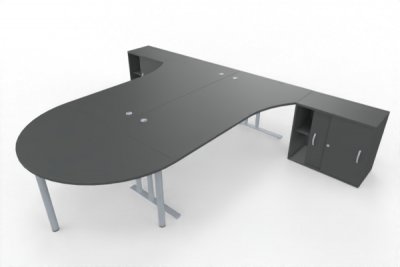 Doppelarbeitsplatz mit Besprechnungstisch 360 x 280 cm PA1 Onyx