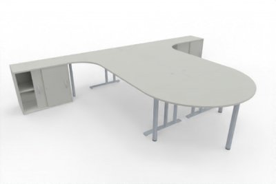 Doppelarbeitsplatz mit Besprechnungstisch 400 x 280 cm PA2 Weiß