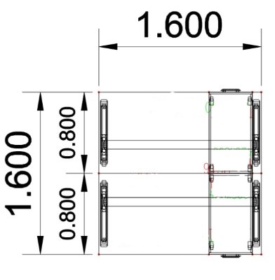 Doppelarbeitsplatz U16 mit Rollcontainer Stellfläche