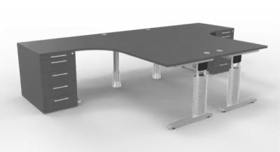 Doppelarbeitsplatz U19 Grafit-Silber