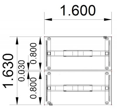Zeichnung Stellfläche Doppelarbeitsplatz VXM2