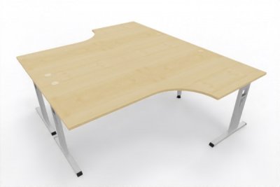 Doppelarbeitsplatz 240 x 200 cm OD1 Gestell Silber Tischplatte Ahorn