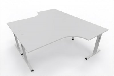 Doppelarbeitsplatz 240 x 200 cm OD1 Gestell Silber Tischplatte Lichtgrau