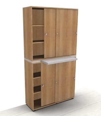 Schiebetürenschrank Master 2teilig mit Auszugsboden Nussbaum