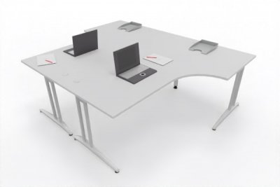 Doppelschreibtisch BD11 240x200cm Tischplatten Lichtgrau