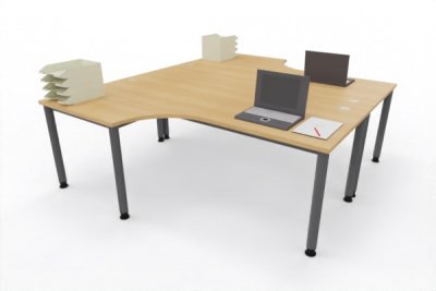 Doppelarbeitsplatz H200 240 x 200 cm Tischplatten Eiche Gestell Grafit