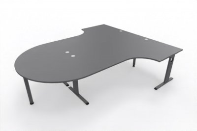 Doppelarbeitsplatz OD2 zwei Winkelschreibtische mit Besprechungsansatz Tischplatten Grafit Gestell Grafit