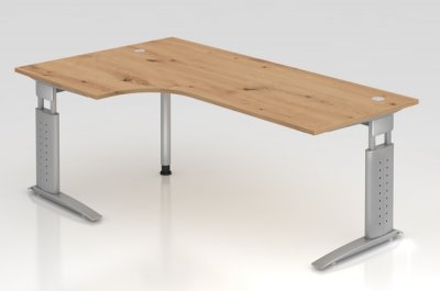 Winkelschreibtisch Unna Silber Asteiche