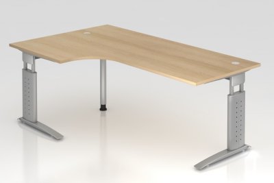 Winkelschreibtisch Unna Silber Eiche
