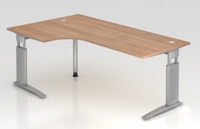 Winkelschreibtisch Unna Silber Nussbaum