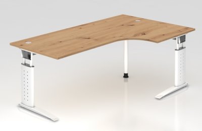 Winkelschreibtisch Unna Weiss Asteiche