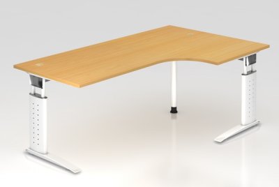 Winkelschreibtisch Unna Weiss Buche