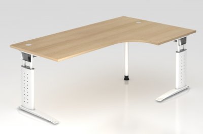 Winkelschreibtisch Unna Weiss Eiche