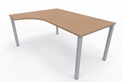 EDV-Schreibtisch 160 cm links Vierfuß-Gestell silber Buche