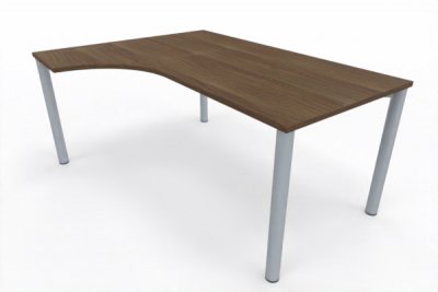 EDV-Schreibtisch 160 cm links Vierfuß-Gestell silber Nussbaum