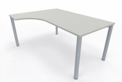 EDV-Schreibtisch 160 cm links Vierfuß-Gestell silber Weiss