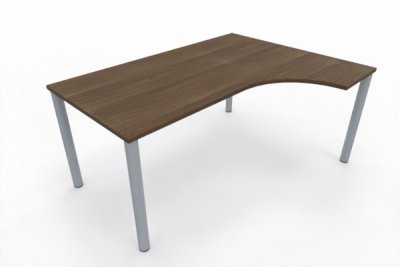 EDV-Schreibtisch 160 cm Vierfuß-Gestell silberfarben Nussbaum