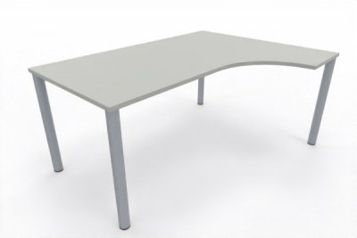 EDV-Schreibtisch 160 cm Vierfuß-Gestell silberfarben Weiss
