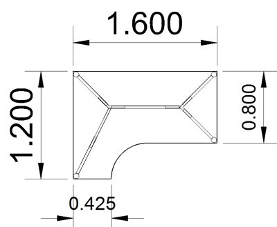 EDV-Schreibtisch 160 cm links Vierfuß-Gestell silber Maße