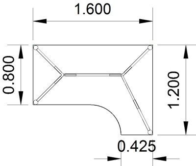 EDV-Schreibtisch 160 cm Vierfuß-Gestell anthrazit Stellfläche
