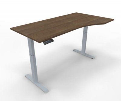 elektrisch höhenverstellbarer PC-Schreibtisch GE11 180x80/100 cm Silber-Nussbaum