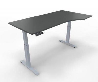 elektrisch höhenverstellbarer PC-Schreibtisch GE11 180x80/100 cm Silber-Onyx