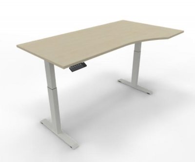 elektrisch höhenverstellbarer PC-Schreibtisch GE11 180x80/100 cm Weiß-Ahorn