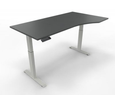 elektrisch höhenverstellbarer PC-Schreibtisch GE11 180x80/100 cm Weiß-Onyx