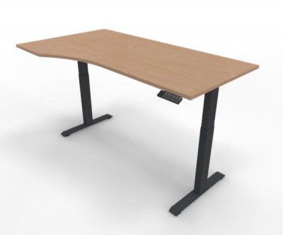 Elektrisch höhenverstellbarer PC-Schreibtisch GE12 180x100/80 cm Anthrazit-Buche
