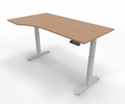Elektrisch höhenverstellbarer PC-Schreibtisch GE12 180x100/80 cm Weiß-Buche