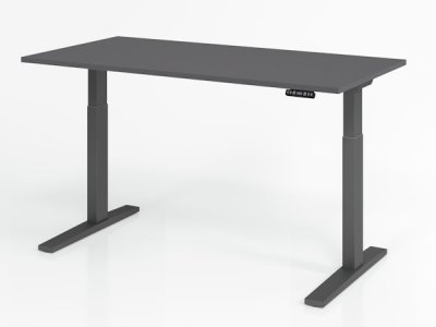 elektrisch höhenverstellbarer Schreibtisch HMK 160x80 cm Gestell Grafit Tischplatte Grafit