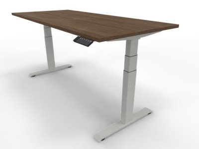 Elektrisch höhenverstellbarer Schreibtisch GP18 180x80cm Tischplatte Nussbaum Gestell Weiß