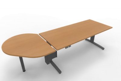 Elektrisch höhenverstellbarer Schreibtisch XBM12 mit Beratertisch Grafit Buche