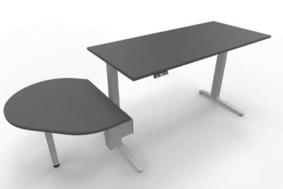 Elektrisch höhenverstellbarer Schreibtisch XBM12 mit Beratertisch Silber Grafit