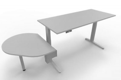 Elektrisch höhenverstellbarer Schreibtisch XBM12 mit Beratertisch Silber Lichtgrau