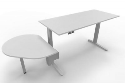 Elektrisch höhenverstellbarer Schreibtisch XBM12 mit Beratertisch Silber Weiß