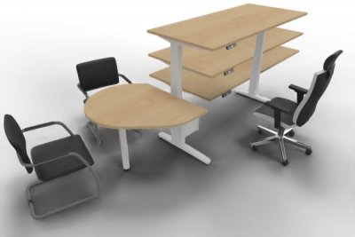 Elektrisch höhenverstellbarer Schreibtisch XBM12 mit Beratertisch