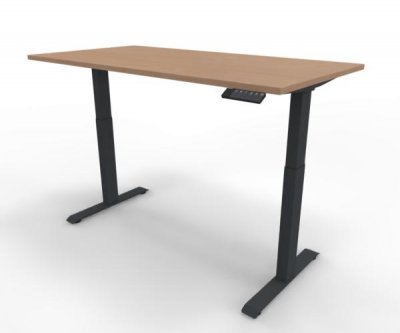 Elektrisch höhenverstellbarer Schreibtisch GE16 160x80 cm Anthrazit-Buche