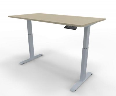 Elektrisch höhenverstellbarer Schreibtisch GE16 160x80 cm Silber-Ahorn