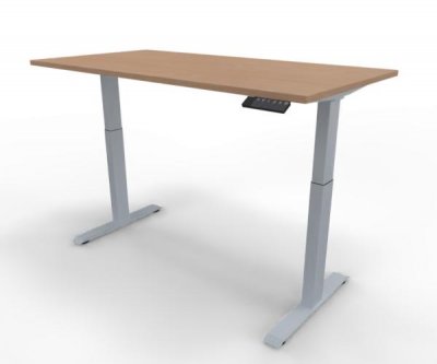 Elektrisch höhenverstellbarer Schreibtisch GE16 160x80 cm Silber-Buche