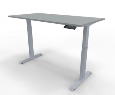 Elektrisch höhenverstellbarer Schreibtisch GE16 160x80 cm Silber-Lichtgrau
