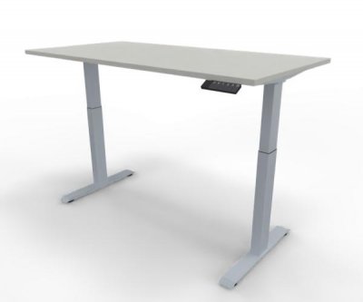 Elektrisch höhenverstellbarer Schreibtisch GE16 160x80 cm Silber-Weiß