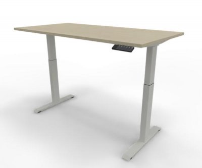Elektrisch höhenverstellbarer Schreibtisch GE16 160x80 cm Weiß-Ahorn