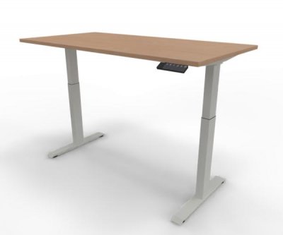 Elektrisch höhenverstellbarer Schreibtisch GE16 160x80 cm Weiß-Buche