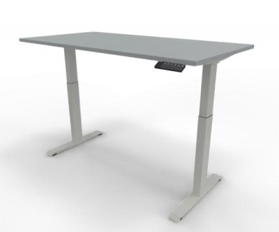 Elektrisch höhenverstellbarer Schreibtisch GE16 160x80 cm Weiß-Lichtgrau