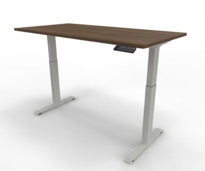 Elektrisch höhenverstellbarer Schreibtisch GE16 160x80 cm Weiß-Nussbaum