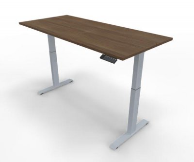 Elektrisch höhenverstellbarer Schreibtisch GE18 180x80 cm Silber-Nussbaum