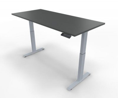 Elektrisch höhenverstellbarer Schreibtisch GE18 180x80 cm Silber-Onyx