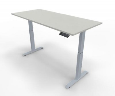 Elektrisch höhenverstellbarer Schreibtisch GE18 180x80 cm Silber-Weiß